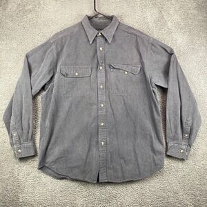 Guide Series Mens Gray Button Down Long‎ Sleeve Cotton Shirt Size LT